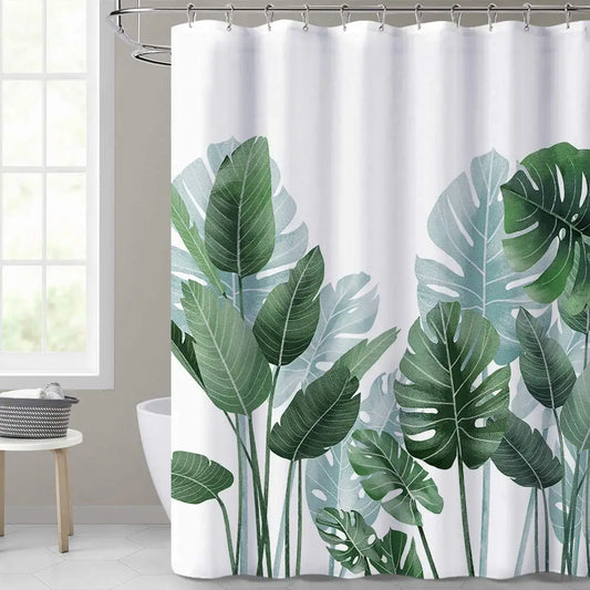 Rideau de douche moderne motif feuille