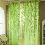 rideaux chambre polyester feuilles vertes bohème semi transparent panneaux motifs vaporeux aspect décoratif champêtre