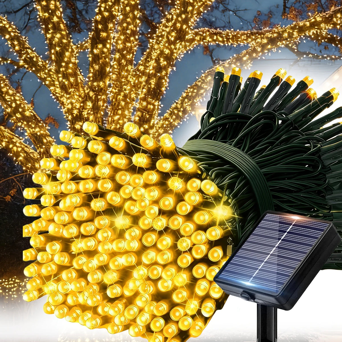 guirlande lumineuse solaire extérieur blanc chaud led jardin terrasse décoration cour mariage étanche piquet