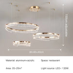 Suspension lumineuse moderne or transparent strass franges câbles suspendus led semi encastrée adjustable