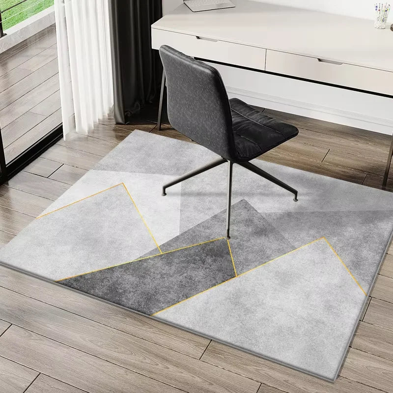 tapis moderne gris noir motif géométrique antidérapant intérieur salon chambre maison décoration