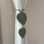 rideau boho feuilles coeur tissage main blanches couleurs variées transparent artisanal