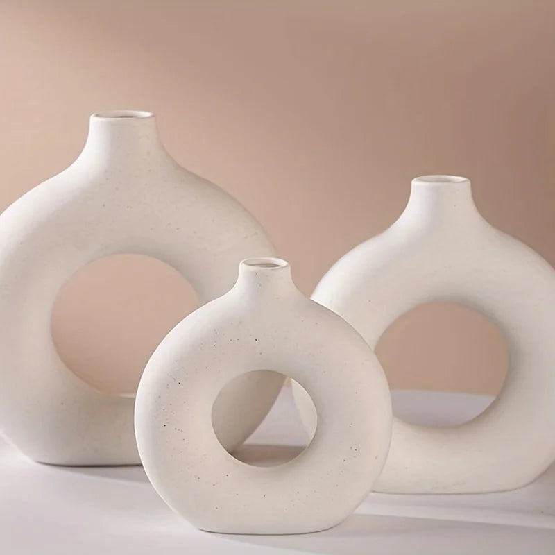 vases céramique blanc modernes minimalistes texture granuleuse fleur artificielle