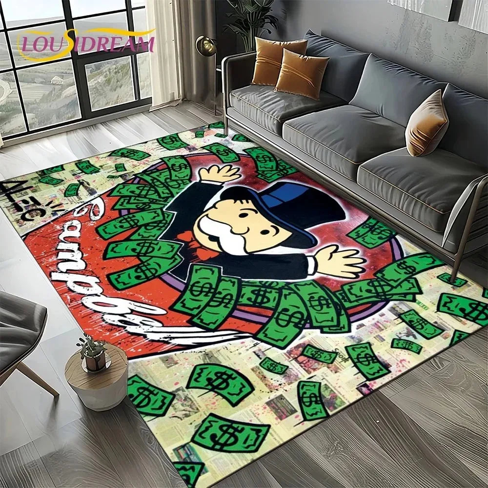tapis sol enfant dessin animé personnages dollars décoration salon chambre tapis poil court multicolore