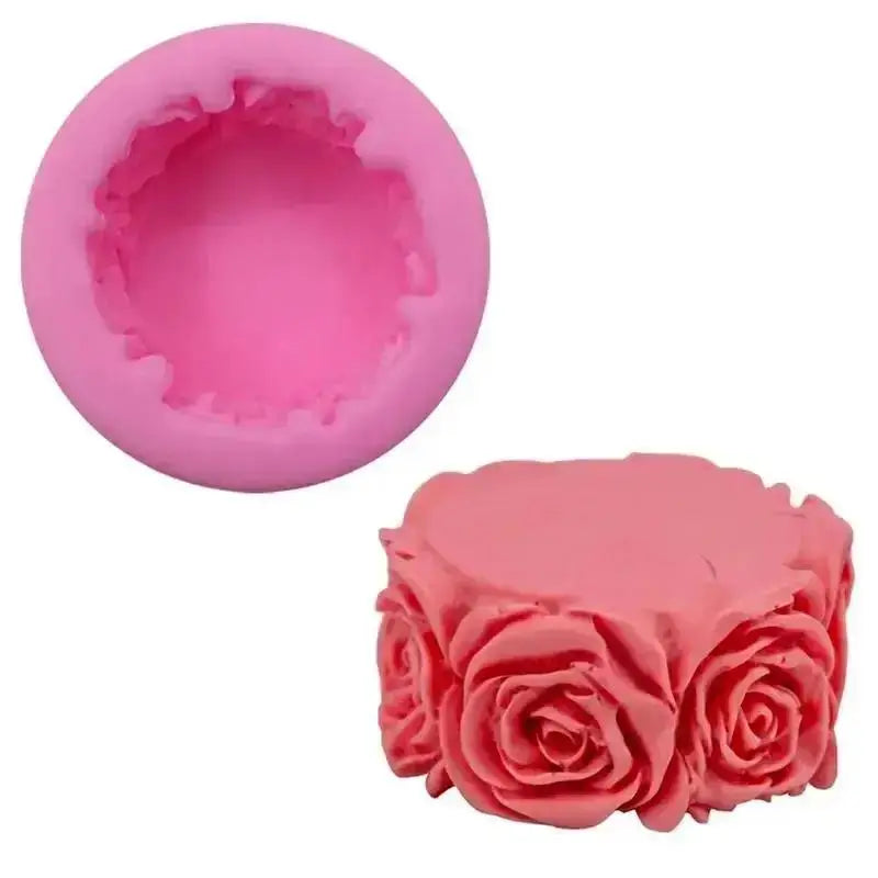 moule silicone rose décorative savon bougie gâteau artisanal floral circulaire reliefs