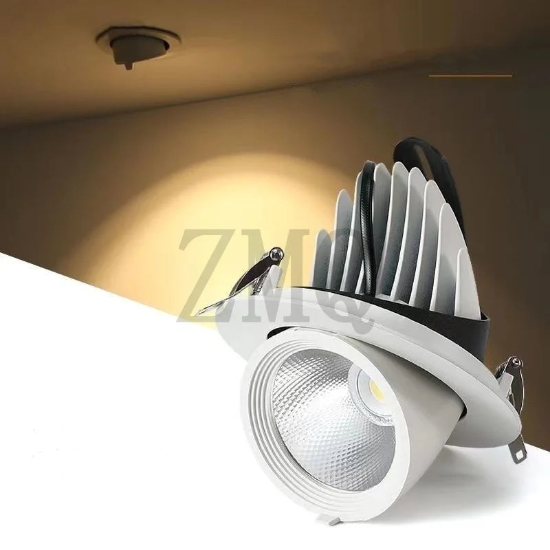 Spot LED Downlight 10W 20W 30W 40W Blanc Grille Refroidissement Moderne Clips Fixation