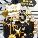 bougies anniversaire décoratives noir doré strass brillantes chiffre festives gâteau