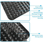 tapis bain antidérapant noir texturé ventouses drainage salle bain