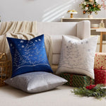 housse coussin brodée arbre noël moderne 45x45cm polyester coton velours rouge vert bleu gris