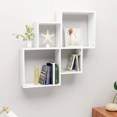 Étagère murale cube blanc design moderne salon