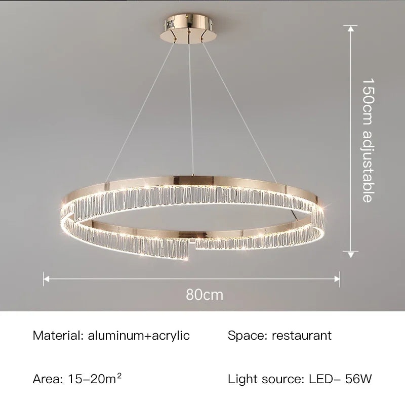 Suspension lumineuse moderne or transparent strass franges câbles suspendus led semi encastrée adjustable
