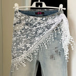 écharpe fleur broderie fine transparente été blanc junior femme asymétrique décontractée polyester haute élasticité