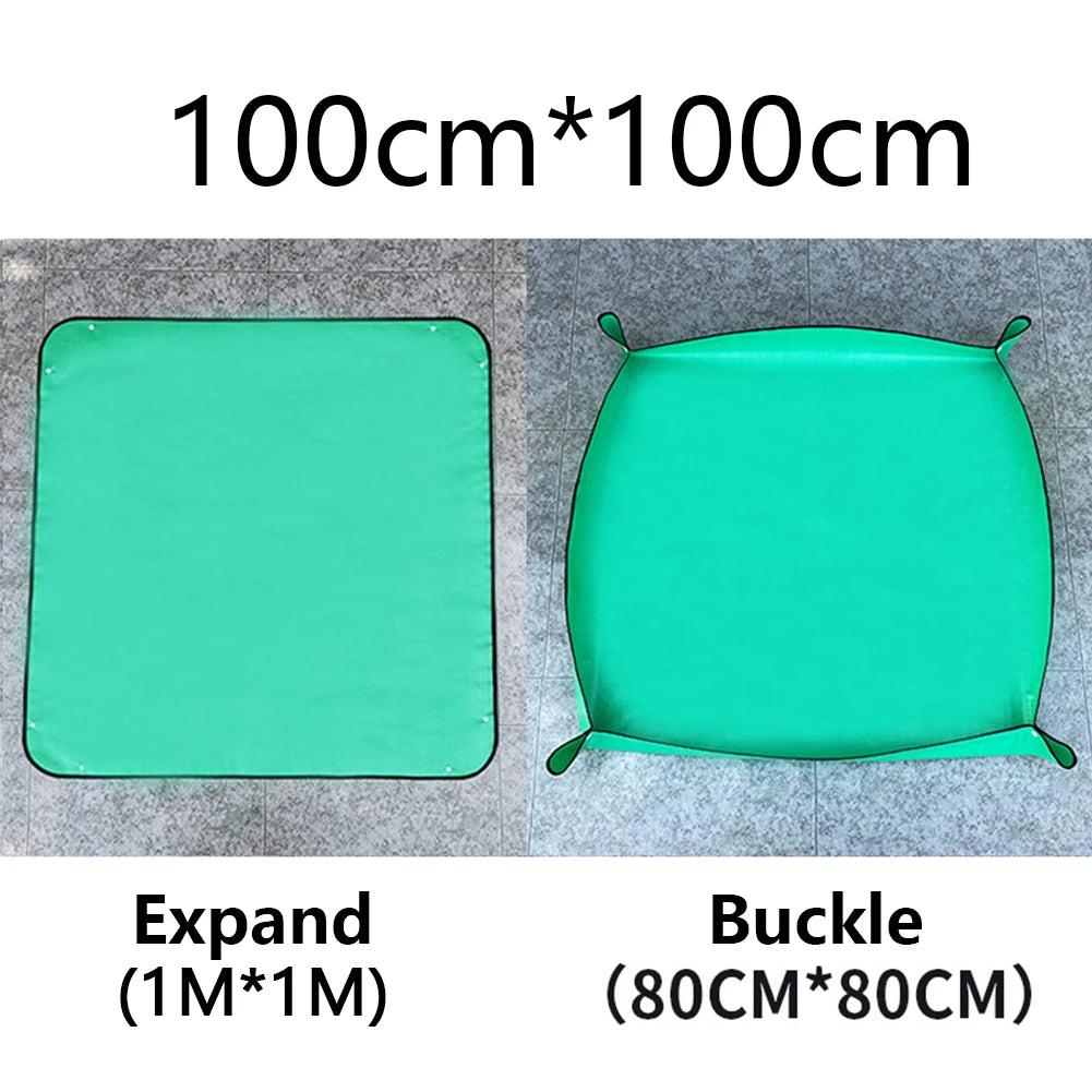 tapis jardinage pliable réutilisable doublure panier pe vert turquoise noir blanc utilitaire texture points
