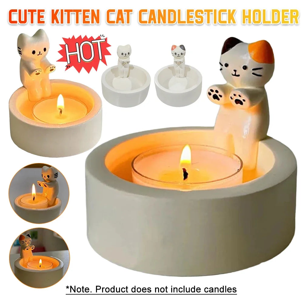 support bougie chaton mignon blanc orange détails cartoon moderneintérieur décoration durable