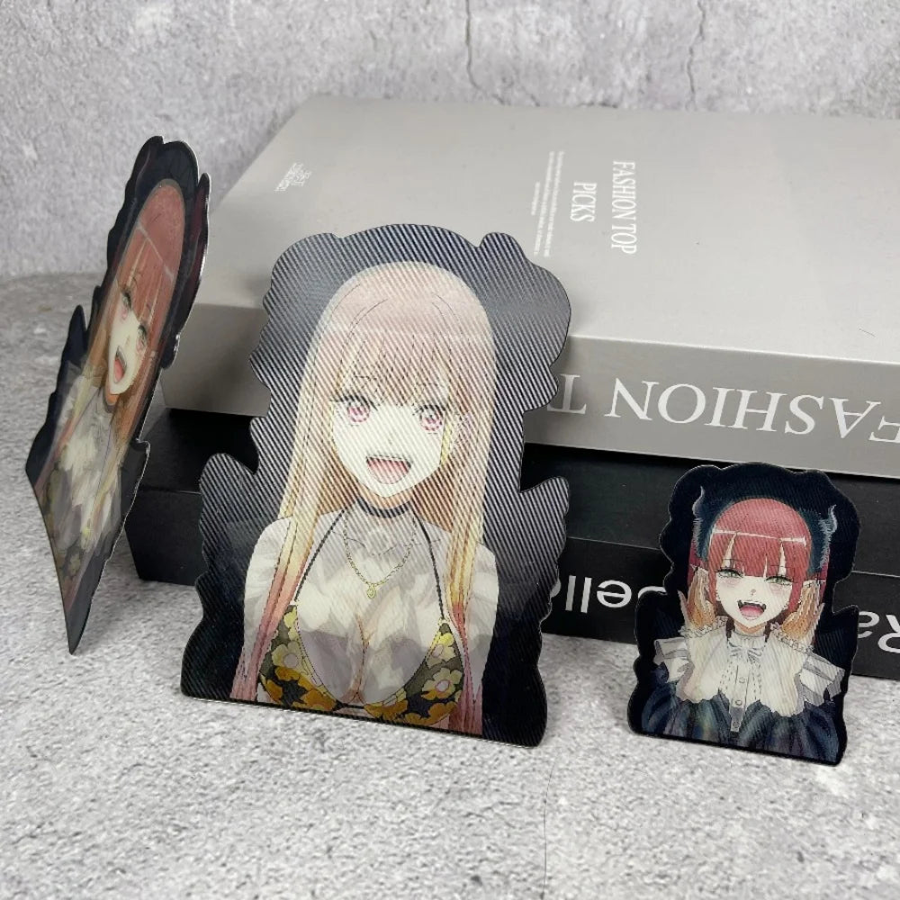 autocollant lenticulaire 3d anime kitagawa marin support photo personnalisable adhésif cheveux colorés illustration manga