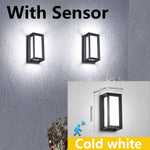 applique murale extérieure led moderne ip55 noir blanc verre transparent sensoriel 6000k 2700k