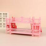 lit superposé poupées rose tapis escalier toboggan peluche classique chambre enfants