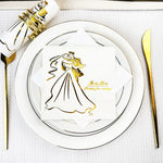 serviettes jetables mariage motif couple dancing festives élégantes occasion anniversaire Blanc Or