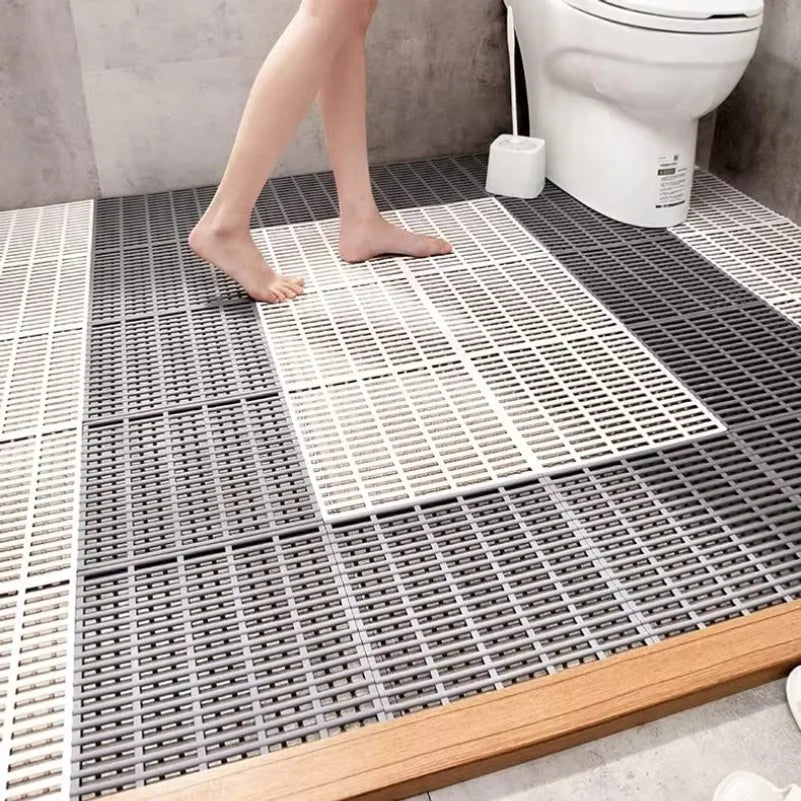 tapis bain modulable gris blanc vert clips antidérapants moderne respectueux environnement