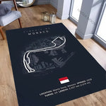 tapis sol noir motif circuit course automobile décoration moderne salon chambre maison