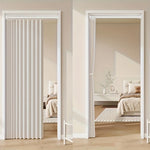 rideau plissé moderne porte intérieure beige clair tissu texturé plis verticaux opacité variable barre