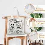 sac main blanc dessins humoristiques messages modernes réutilisable toile 16x40cm