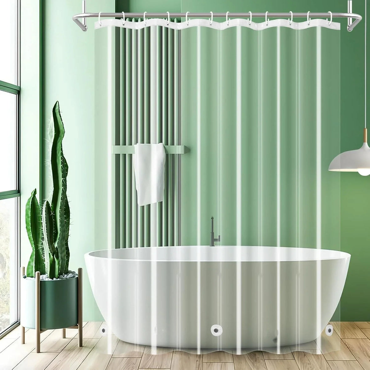 rideau douche transparent moderne aimants lestés rayures verticales 120x180cm respectueux environnement