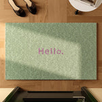 tapis moderne antidérapant extérieur tapis texturé hello imprimé beige vert clair salon entrée durable