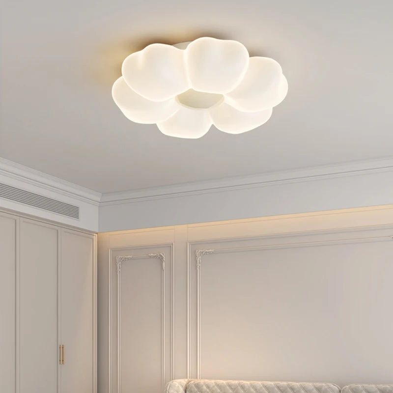 plafonnier led moderne blanc forme pétale chambre opacité fixations invisible