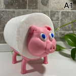 support rouleau papier toilette animaux rose noir gris beige porc grenouille adhesive fixe
