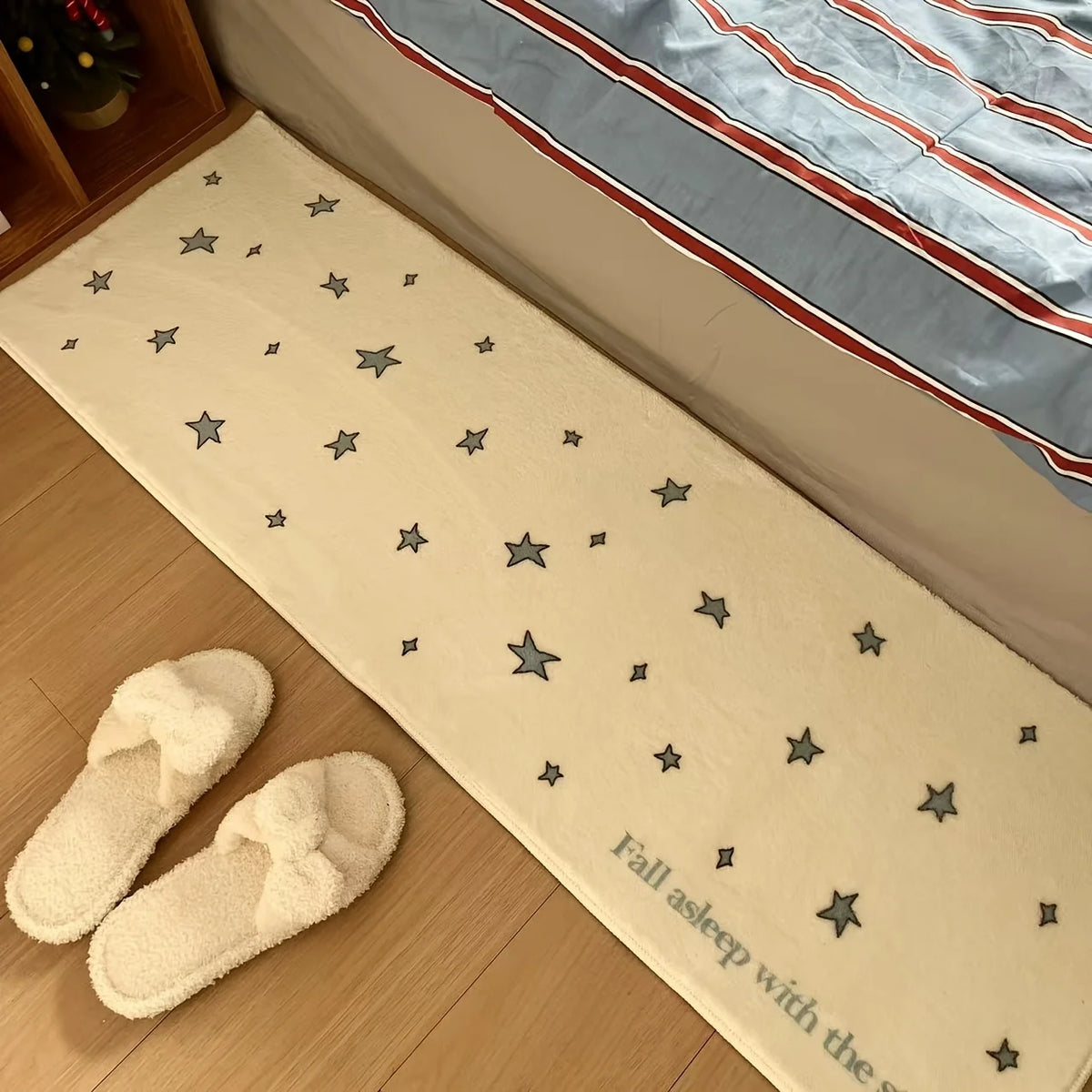 tapis moderne étoiles multicolores doux polyester imperméable non slip bedroom bedside rugs beige
