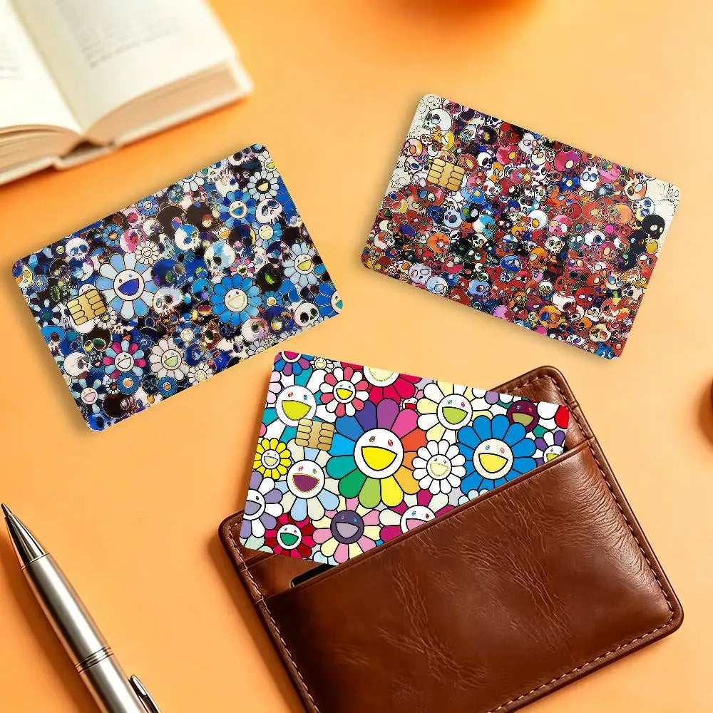 autocollants imperméables cartes credit debit transport multicolore floral popart adhésifs portefeuilles cartes modernes