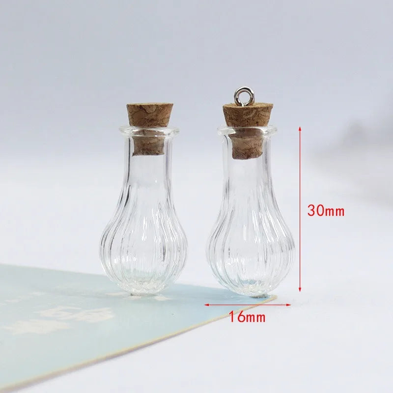 mini vases verre transparents rayures classiques bouchons colorées deco diy salon poupée accessoire artisanat