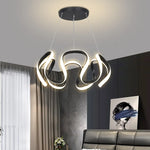 suspension lumineuse moderne noir doré boules lumière câbles suspendus forme circulaire ondulée