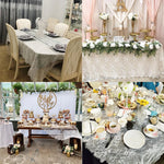 nappe dentelle blanche mariage transparente romantique boho décoration table réutilisable festive fleurs argentées