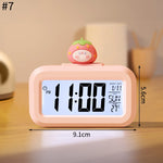 réveil horloge numérique led rose clair indicateur date température cochon figurine minimaliste