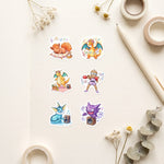 sticker anime pokemon kawaii musiquesommer watercolor enfants ado adultes 105pieces orange bleu rose vert