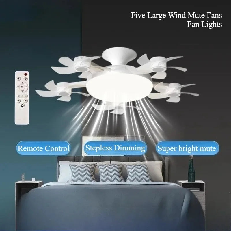 ventilateur moderne blanc led télécommande couleurs lumineux silencieux chambre salon