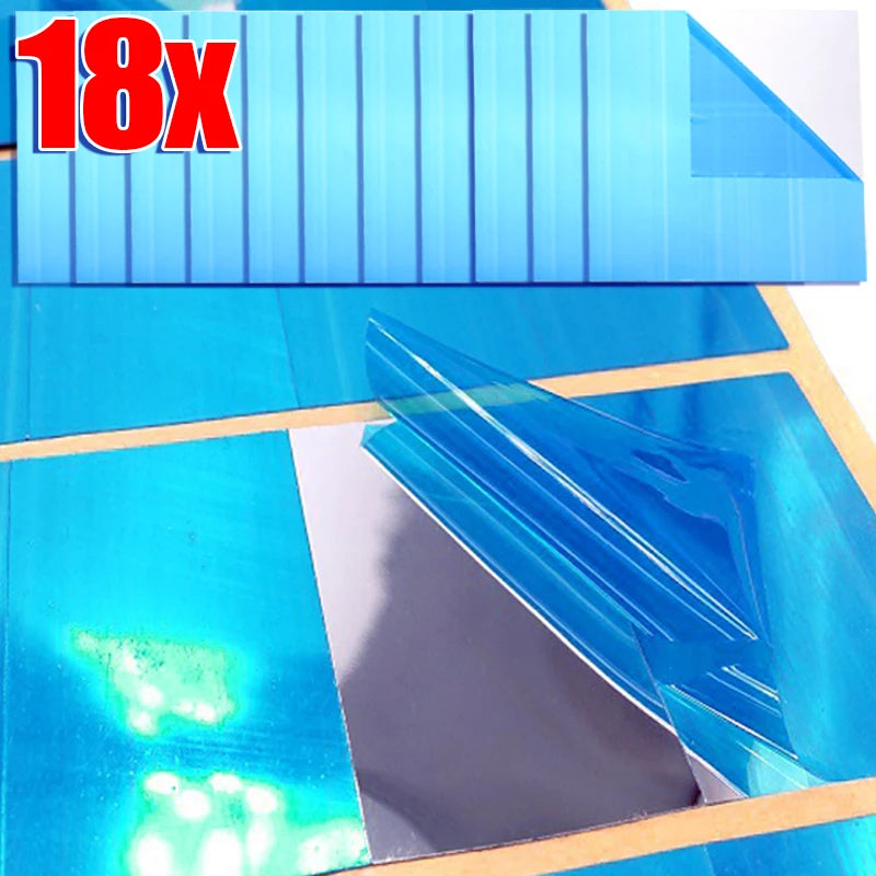autocollants muraux bleu clair films translucides adhésifs 15x15cm moderne décoration intérieure diy 18 pièces