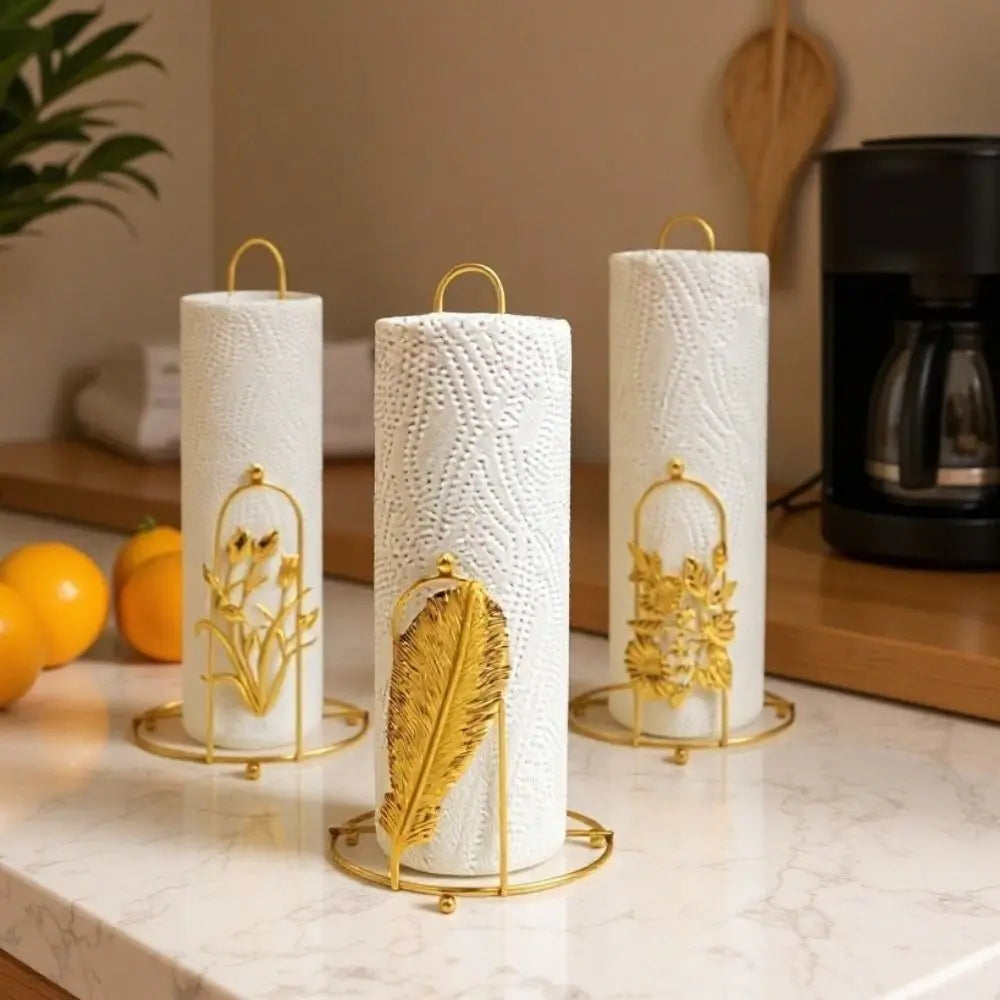 porte serviettes papier moderne élégant motifs floraux blanc doré réutilisable sans bpa