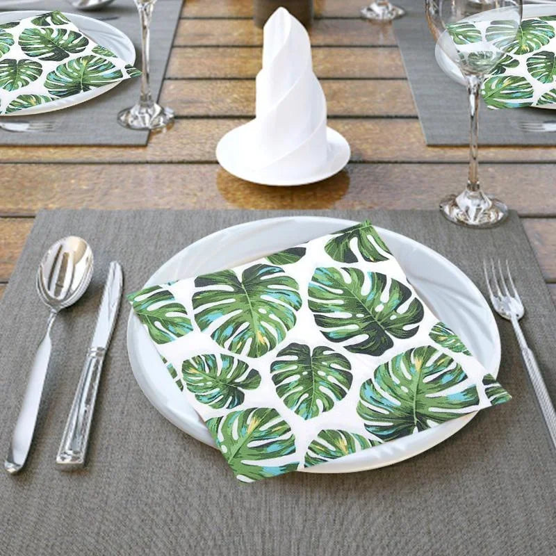 serviettes papier jetables motif animal zèbre léopard feuilles tropicales verte moderne anniversaire mariage baptême