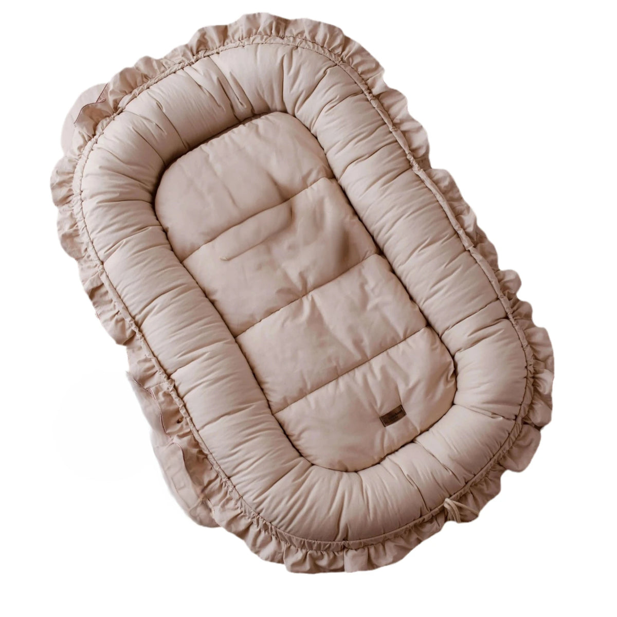 oreiller bébé portable coton doux velours frange beige confortable vintage chambre