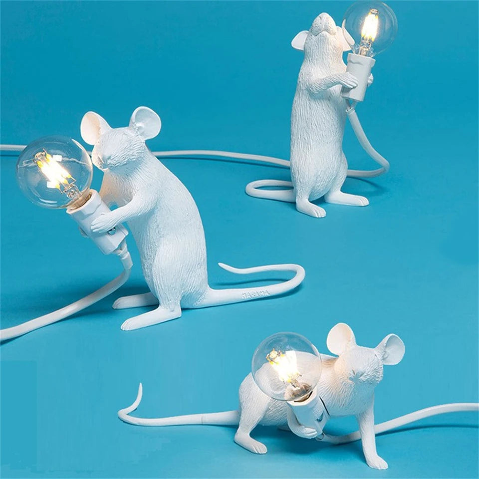 lampe poser souris blanc or moderne ampoule led transparente câble noir certification ul vde