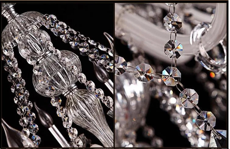 lustre cristal transparent argenté classique baroque sans ampoule toucher interrupteur chromé