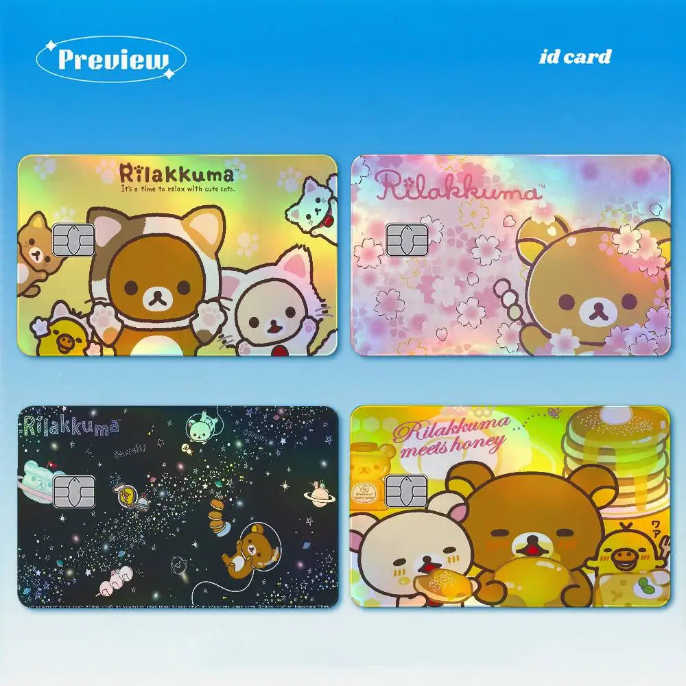 autocollants carte d'identité dessin animé rilakkuma chats motifs floraux multicolore résistants eau protection vinyl