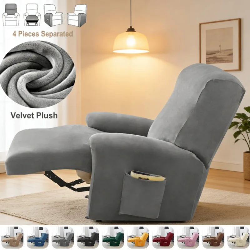 housse canapé fauteuil relax velours doux gris jaune rose bleu moderne extensible