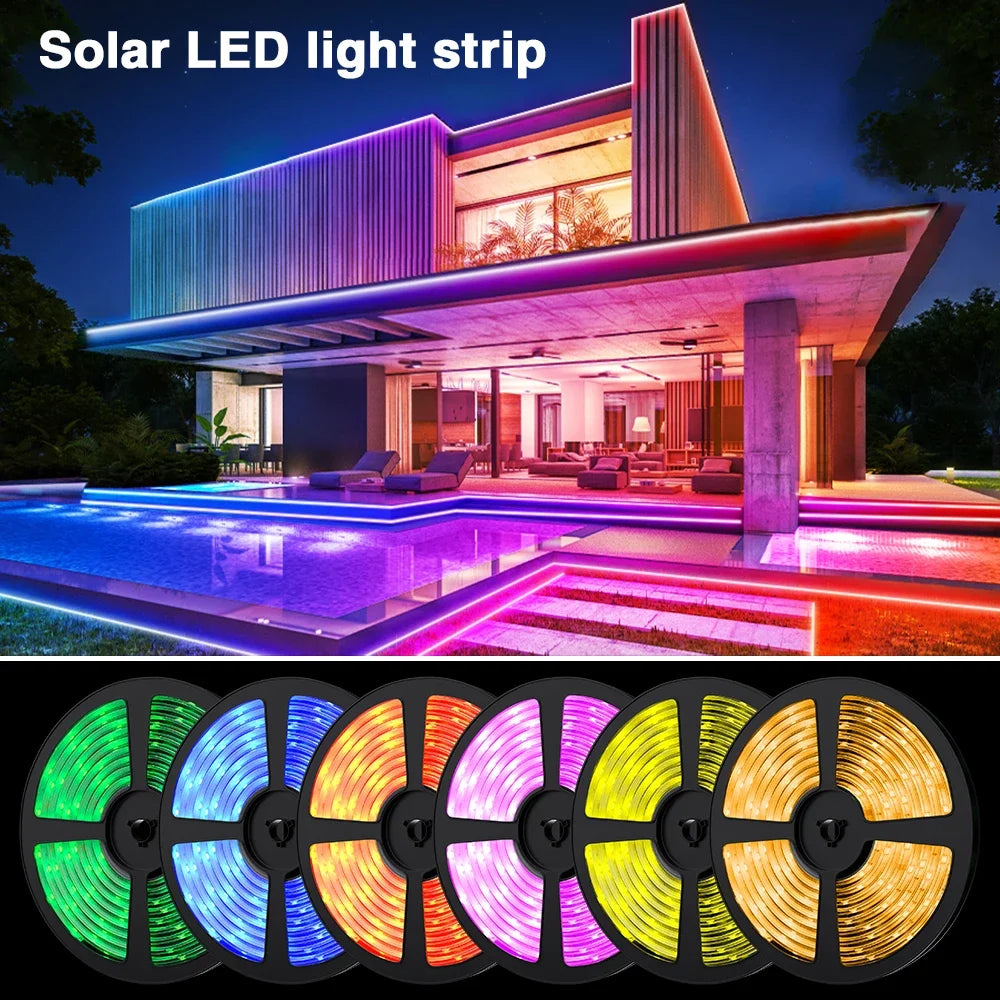 ruban led solaire ip67 waterproof 5m multicolore télécommande moderne extérieur noël