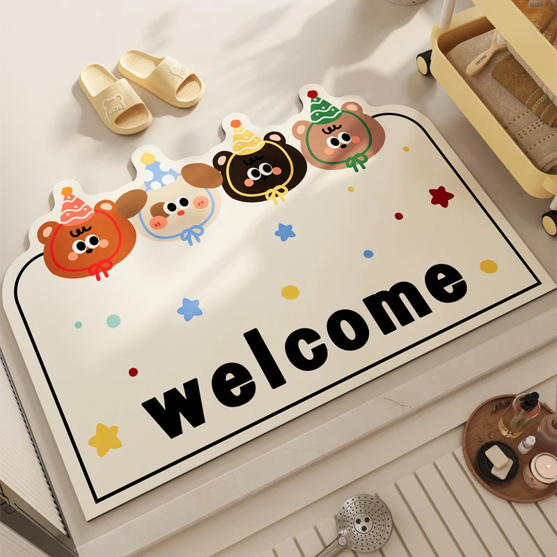 tapis bain enfantin motif personnage mignon accueil porte salle bain doux antidérapant moderne