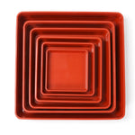 assiettes carrées modernes plastique opaque rouge noir blanc 12x12cm 15x15cm 18x18cm 22x22cm 25x25cm 30x30cm
