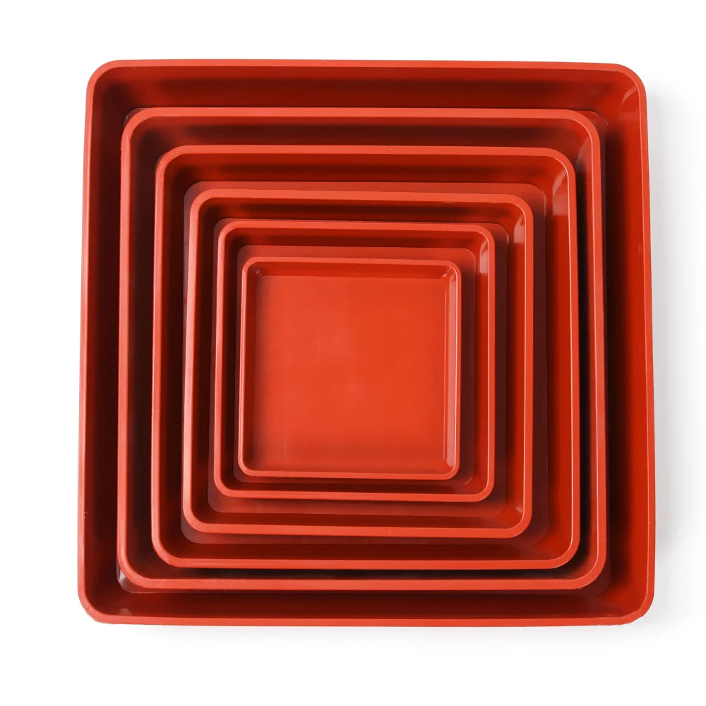 assiettes carrées modernes plastique opaque rouge noir blanc 12x12cm 15x15cm 18x18cm 22x22cm 25x25cm 30x30cm